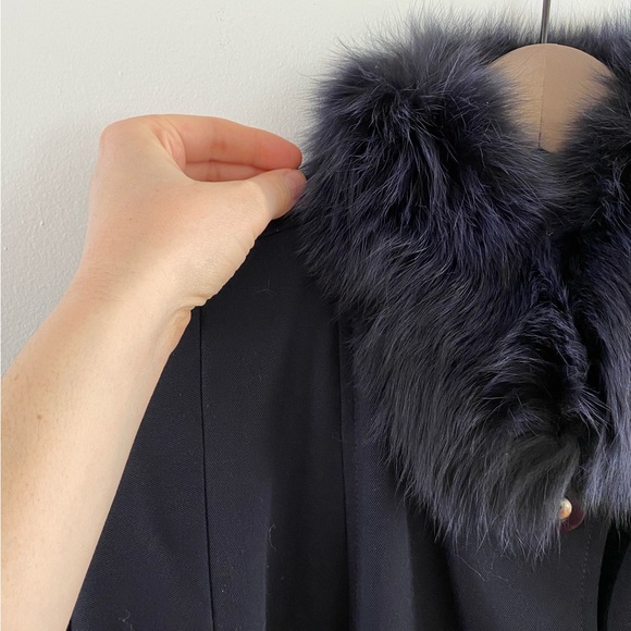 SOLD - Me-Jay vintage pure virgin wool + cotton fur navy blue/black coat - Picture 3 of 10